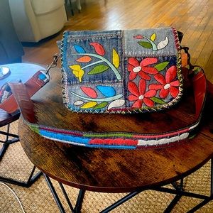 Patricia Nash Jean And Embroidered Purse